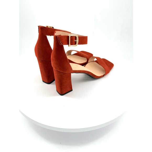 NWOB C Comfort Est 1946 Women’s Rust Suede Block Heel Sandals Size 11 - Picture 5 of 9